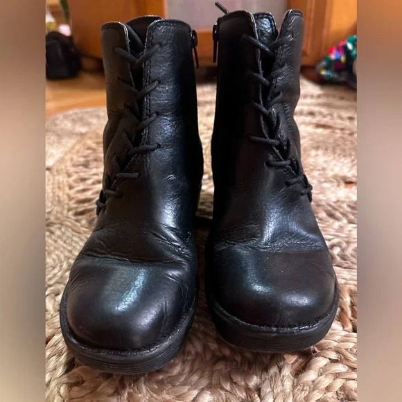 Bionica Shoes Bionica Corset Leather Ankle Wedge Bootie Womens